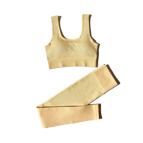 CONJUNTO FITNESS FEMININO SEM COSTURA- Legging e Top Com Alças Duplas