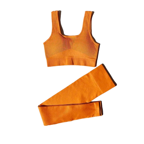 CONJUNTO FITNESS FEMININO SEM COSTURA- Legging e Top Com Alças Duplas