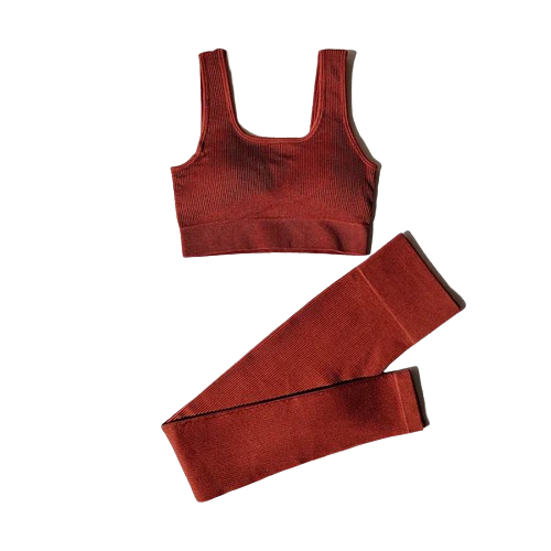 CONJUNTO FITNESS FEMININO SEM COSTURA- Legging e Top Com Alças Duplas