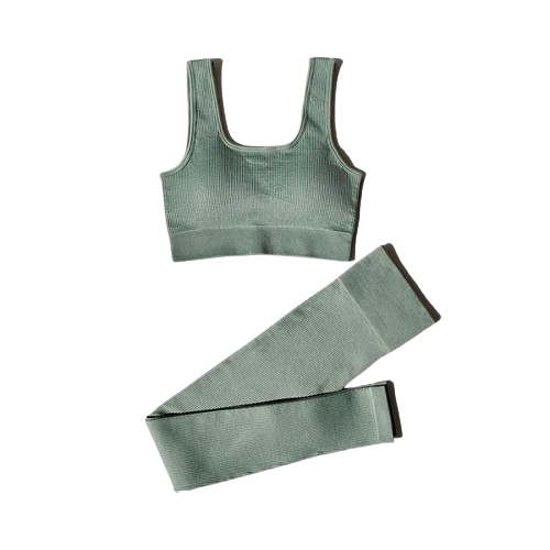 CONJUNTO FITNESS FEMININO SEM COSTURA- Legging e Top Com Alças Duplas