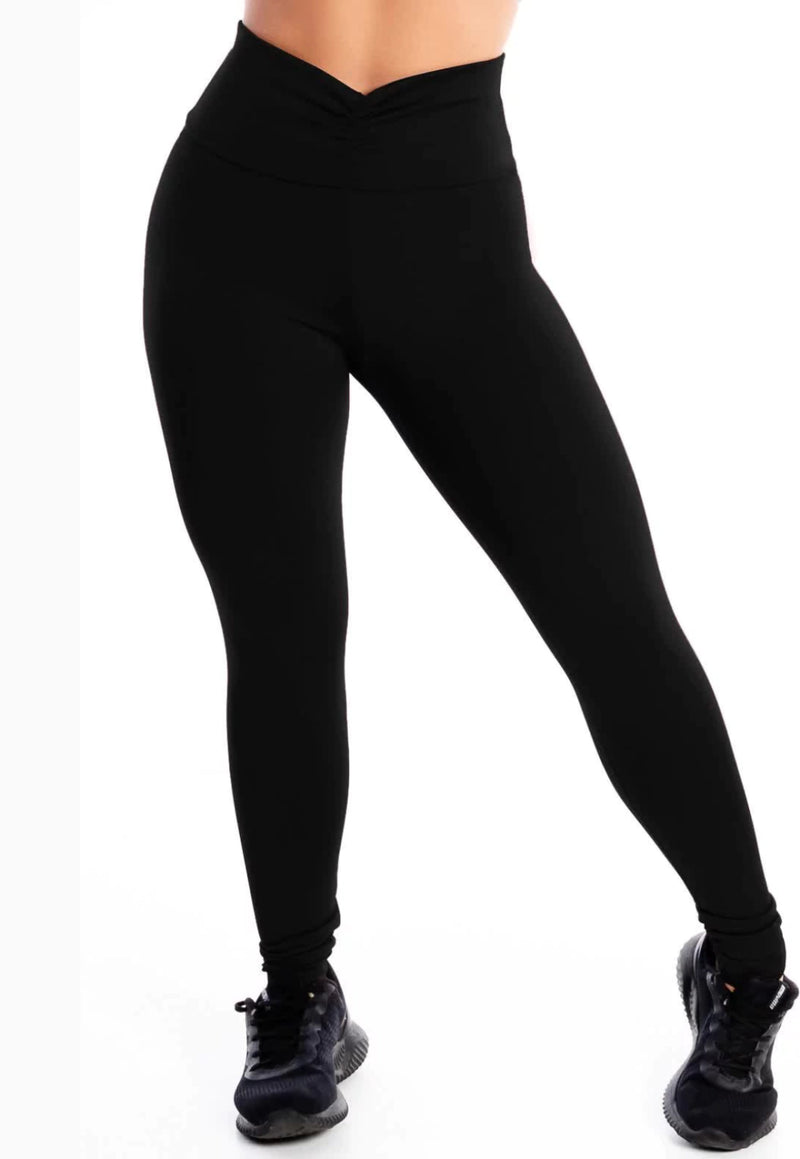 Calça Legging Lisa com Cós Transpassado