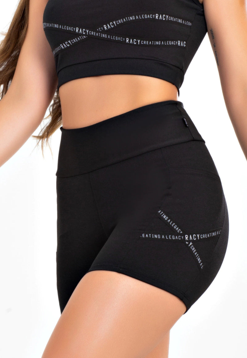Short Fitness Cintura Alta com Estampa Frontal