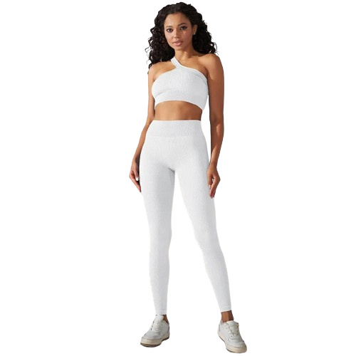 Conjunto Fitness Feminino - Legging Cintura Alta e Top de um ombro