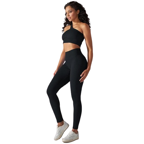 Conjunto Fitness Feminino - Legging Cintura Alta e Top de um ombro