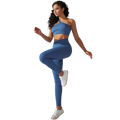 Conjunto Fitness Feminino - Legging Cintura Alta e Top de um ombro