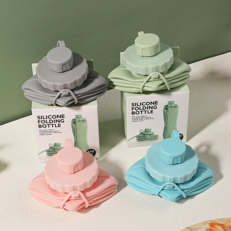 Garrafa De Água de Silicone Dobrável Retrátil  e Portátil 600ML