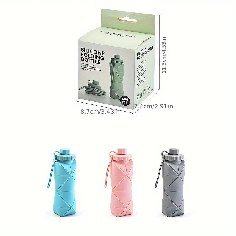 Garrafa De Água de Silicone Dobrável Retrátil  e Portátil 600ML