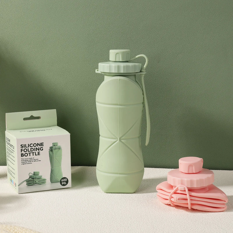 Garrafa De Água de Silicone Dobrável Retrátil  e Portátil 600ML