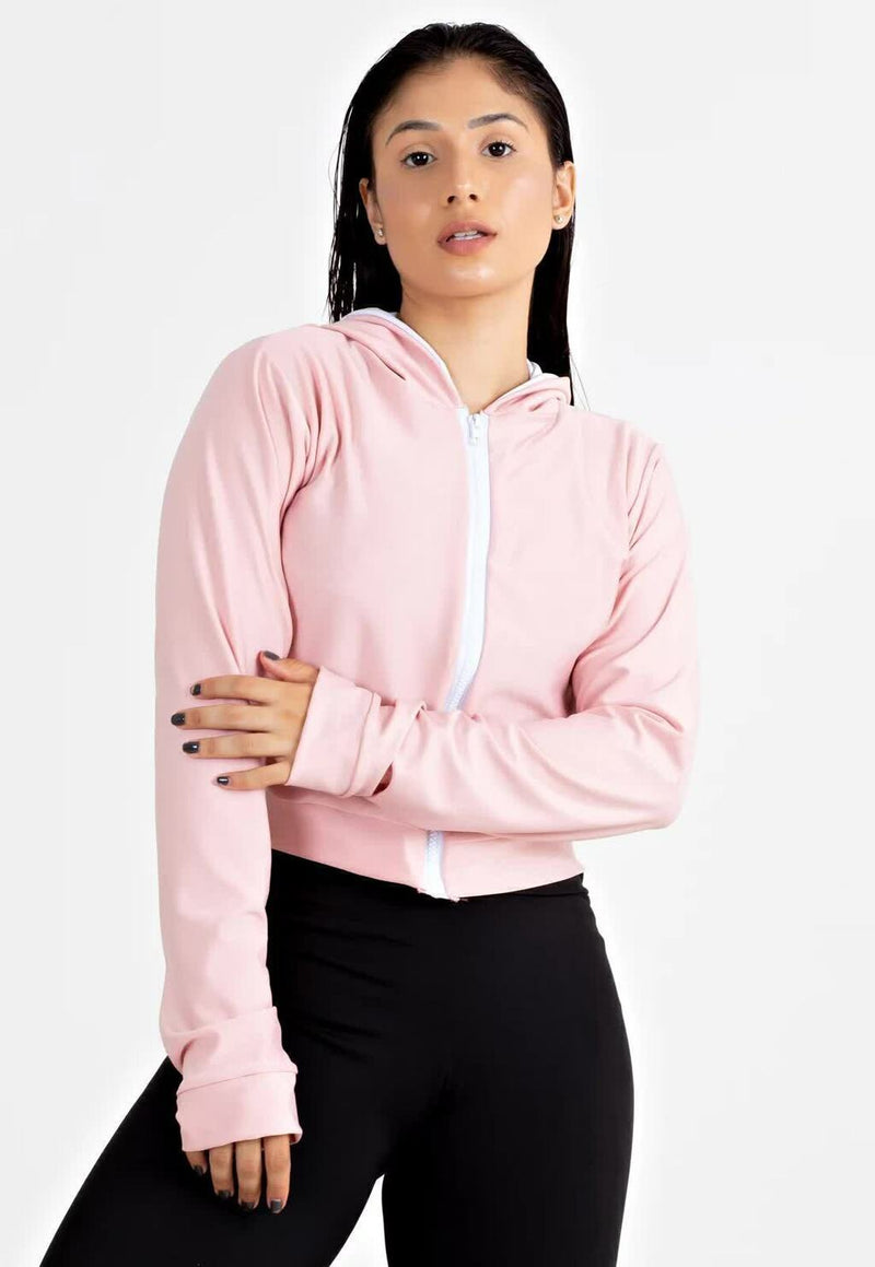 Casaco com Zíper Rosa