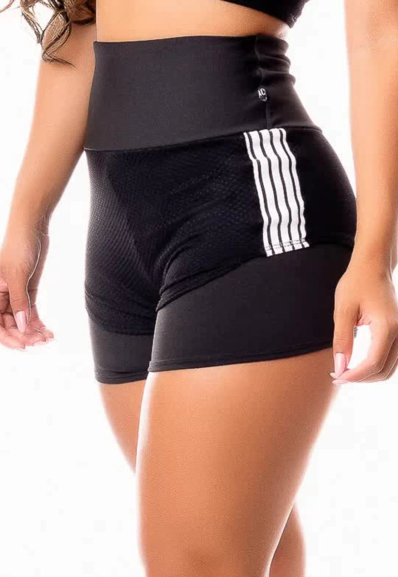Short Fitness com Tela e Cintura Alta