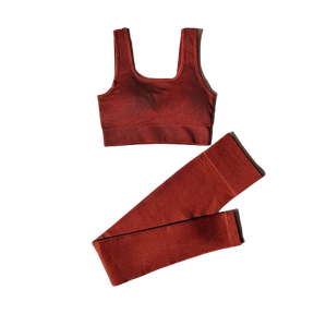 CONJUNTO FITNESS FEMININO SEM COSTURA- Legging e Top Com Alças Duplas